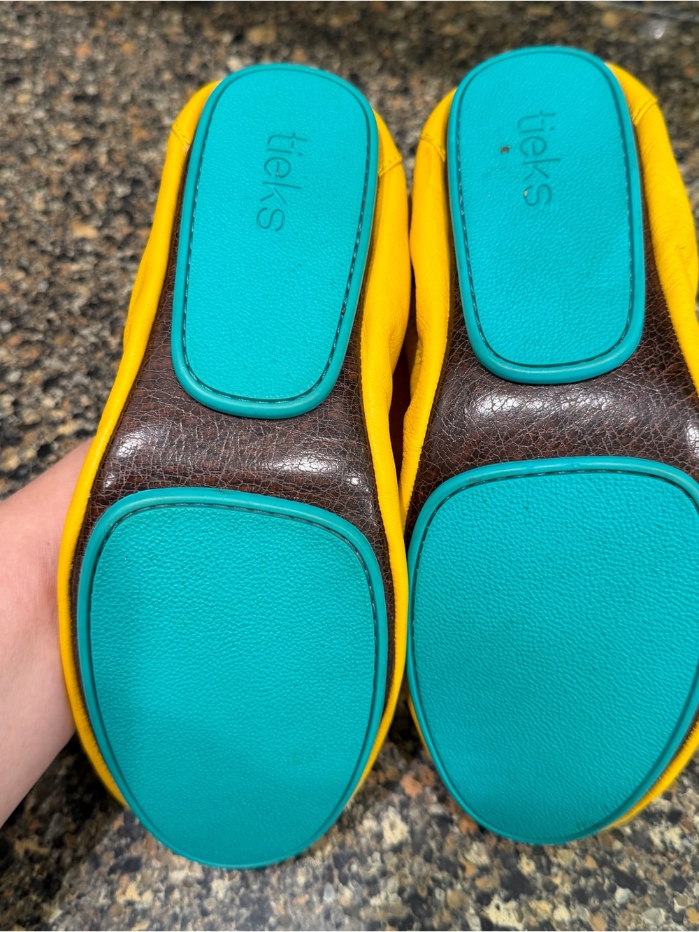 Yellow Tieks  Ballet Flats with Teal Accent size 10 - Picture 6 of 9